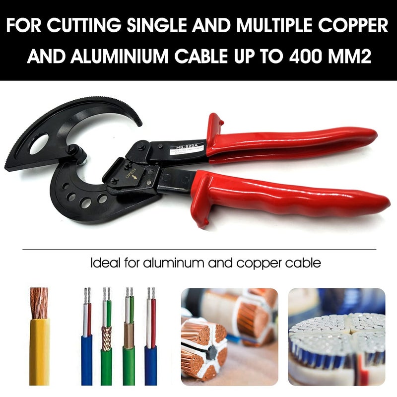 INNETOC Aluminum Copper Ratchet Cable Cutters,Wire Cutters for Cutting electrical wire as Ratcheting Wire Cut Hand Tool(400mm2) - Image 2